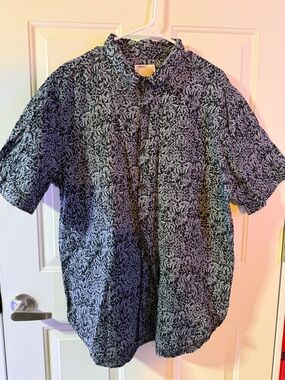 Your Neighbours XlargeShort-Sleeve Leaf Print Shirt - Blue
